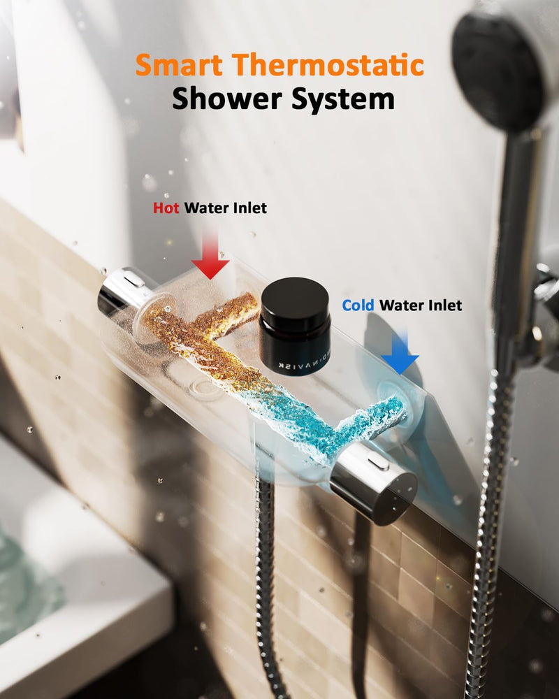 Thermostatic Shower Mixer Set with 12" Square Rainfall