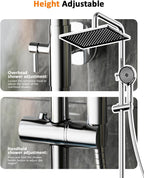 Thermostatic Shower Mixer Set with 12" Square Rainfall