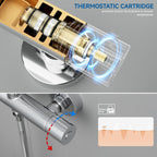 Thermostatic Shower Mixer Set with 12" Square Rainfall
