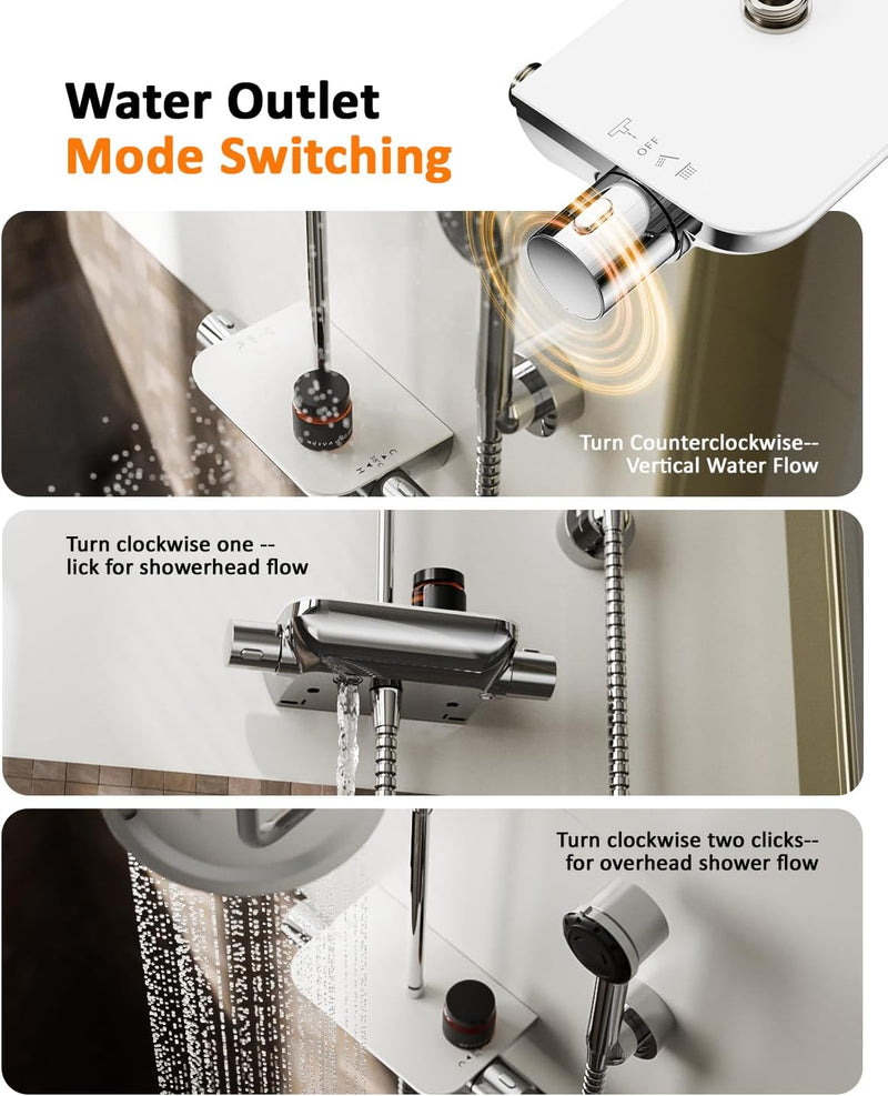 Thermostatic Shower Mixer Set with 12" Square Rainfall