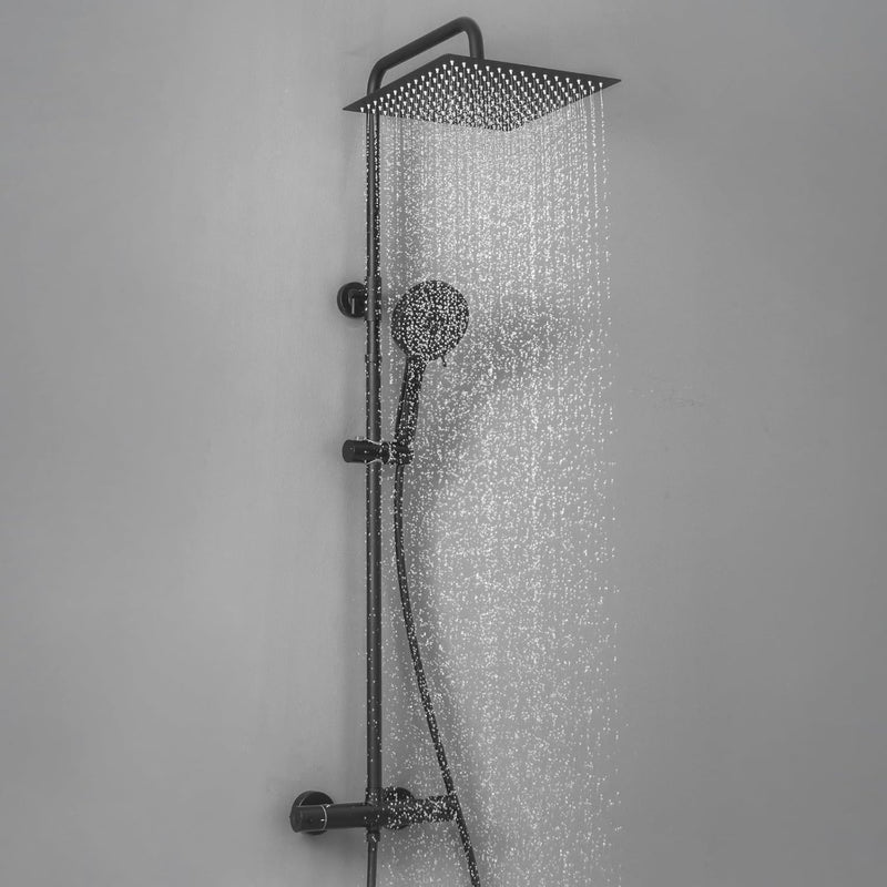 Thermostatic Shower Mixer Set with 12" Square Rainfall
