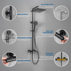 Thermostatic Shower Mixer Set with 12" Square Rainfall