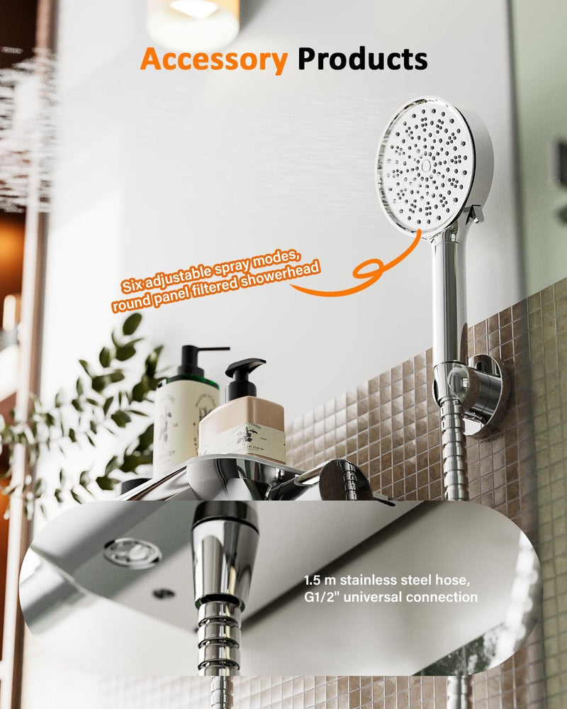 Thermostatic Shower Mixer Set with 12" Square Rainfall