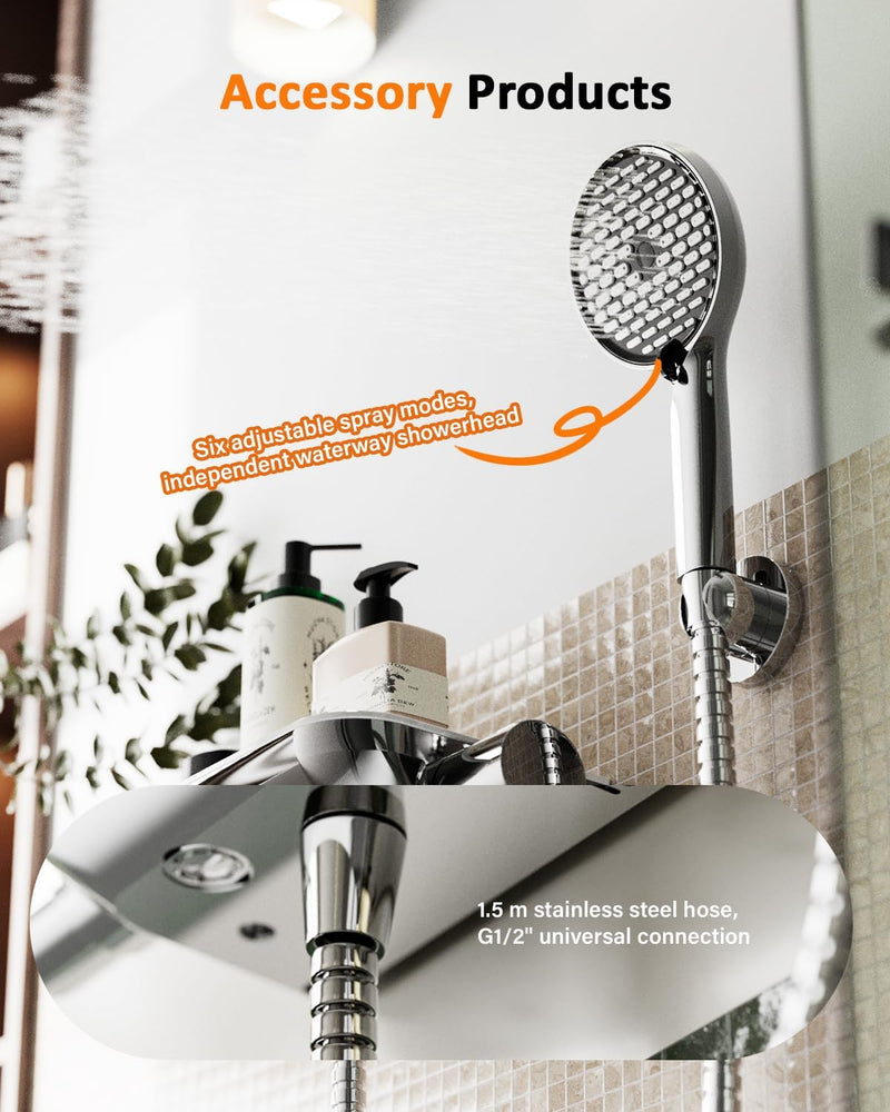 Thermostatic Shower Mixer Set with 12" Square Rainfall