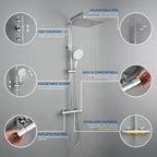 Thermostatic Shower Mixer Set with 12" Square Rainfall