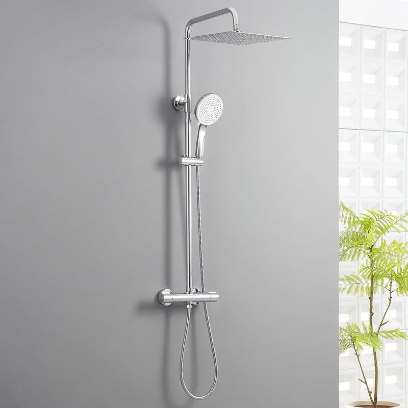 Thermostatic Shower Mixer Set with 12" Square Rainfall