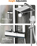 Thermostatic Shower Mixer Set with 12" Square Rainfall