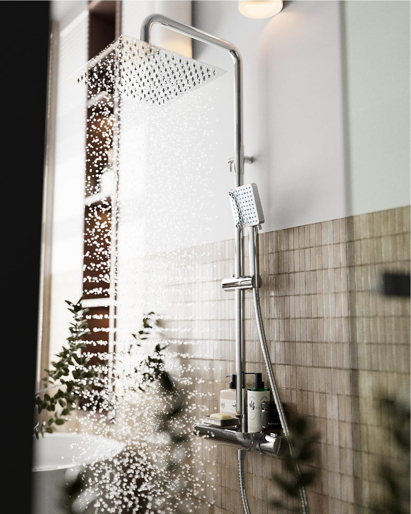Thermostatic Shower Mixer Set with 12" Square Rainfall
