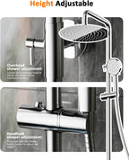 Thermostatic Shower Mixer Set with 12" Square Rainfall
