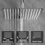 Thermostatic Shower Mixer Set with 12" Square Rainfall