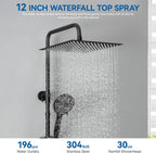 Thermostatic Shower Mixer Set with 12" Square Rainfall