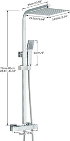 Thermostatic Shower Mixer Set with 9" Square Rainfall