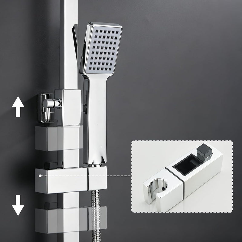 Thermostatic Shower Mixer Set with 9" Square Rainfall