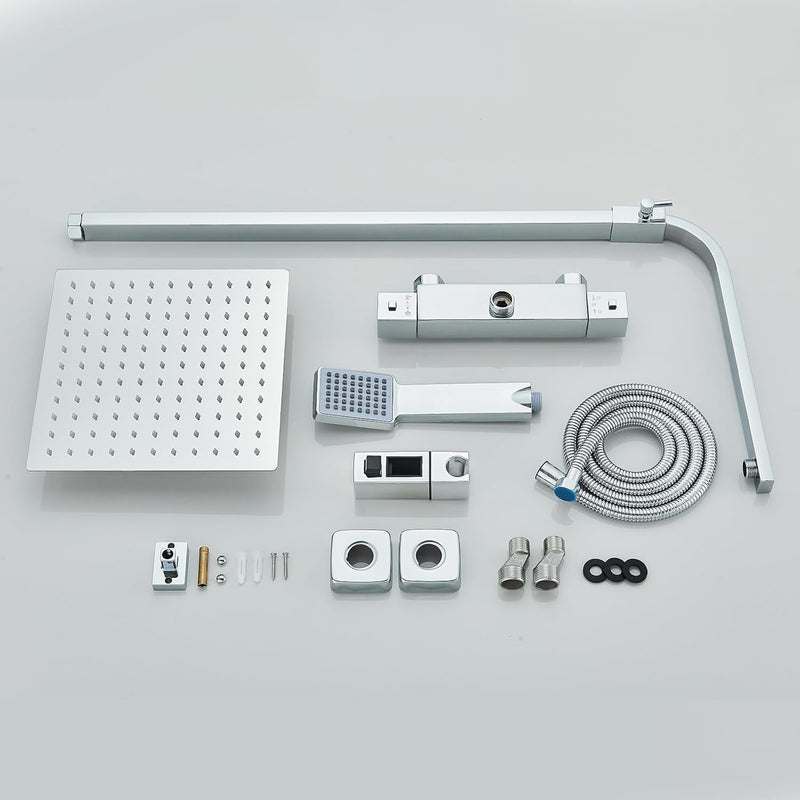 Thermostatic Shower Mixer Set with 9" Square Rainfall