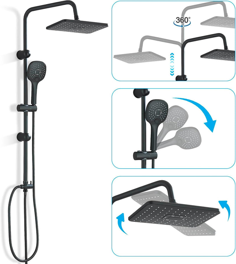 Thermostatic Shower Mixer Set with 9" Square Rainfall