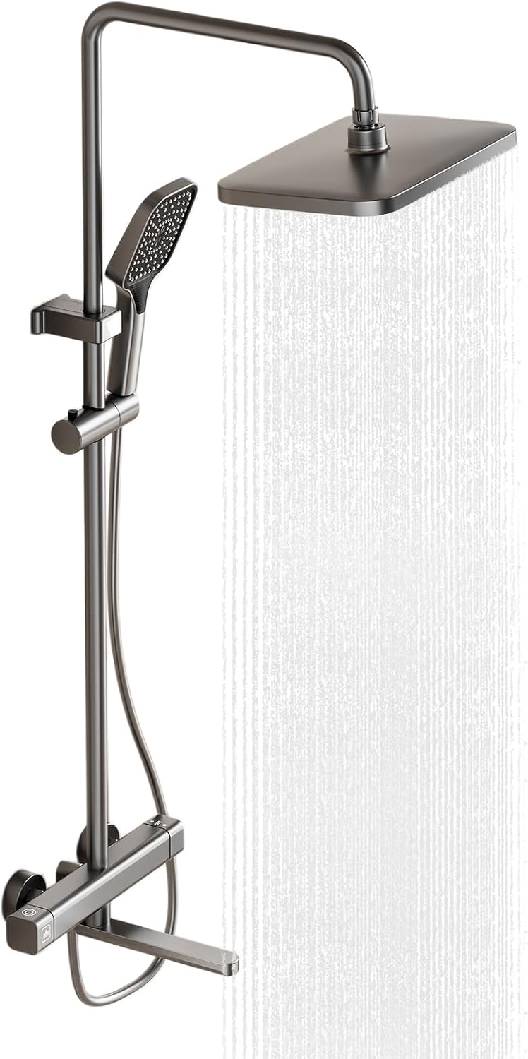 Thermostatic Shower Mixer Set with Adjustable Riser Rail