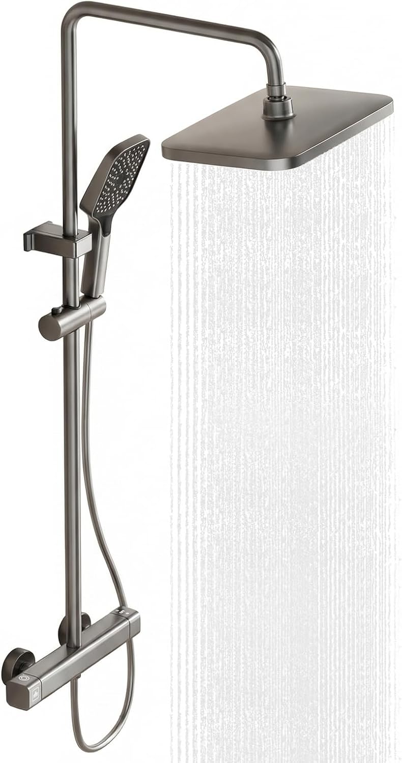 Thermostatic Shower Mixer Set with Adjustable Riser Rail