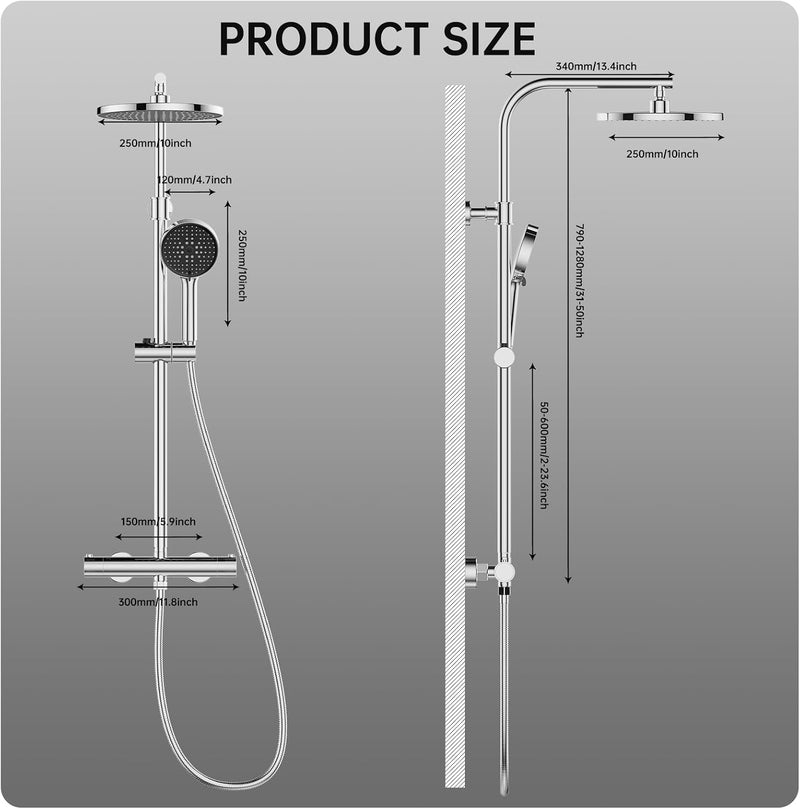 Thermostatic Shower Mixer Set with Rainfall Head