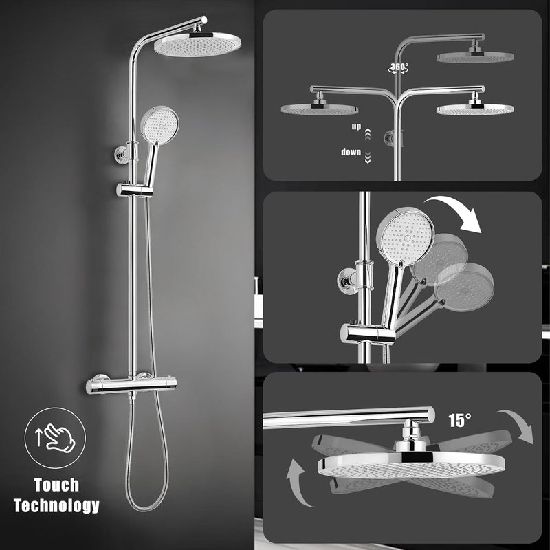 Thermostatic Shower Mixer Set with Rainfall Head