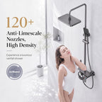 Thermostatic Shower Mixer Set with Rainfall Overhead 4-Function