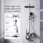 Thermostatic Shower Mixer Set with Rainfall Overhead 4-Function
