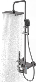 Thermostatic Shower Mixer Set with Rainfall Overhead 4-Function