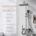 Thermostatic Shower Mixer Set with Rainfall Overhead 4-Function