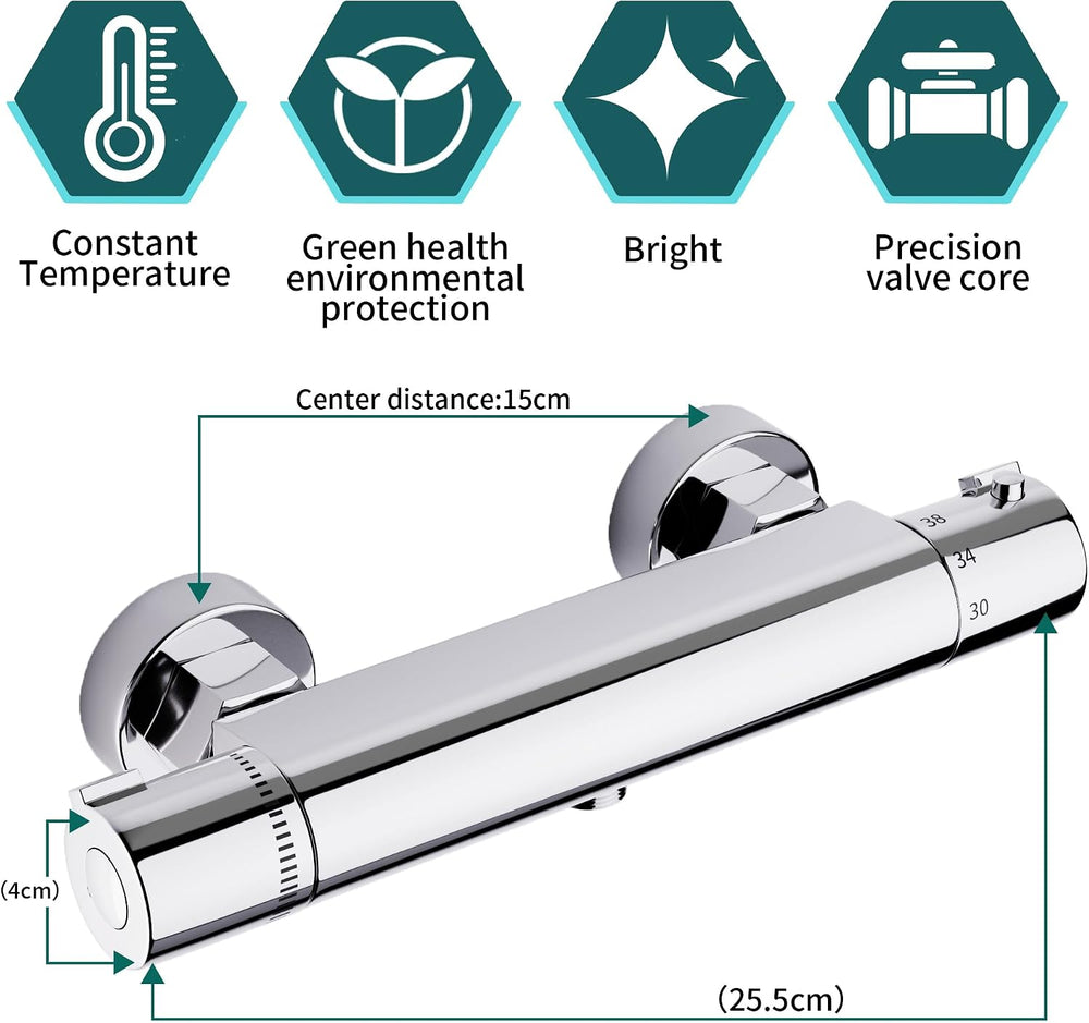 Thermostatic Shower Mixer Wall Mounted Bar Tap