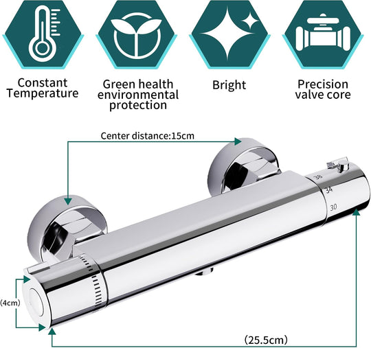Thermostatic Shower Mixer Wall Mounted Bar Tap