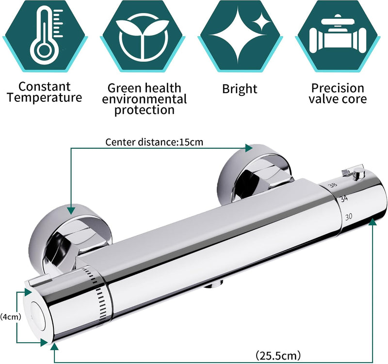Thermostatic Shower Mixer Wall Mounted Bar Tap
