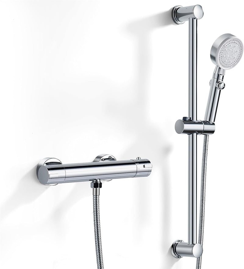 Thermostatic Shower Mixer Set Adjustable Riser Rail Kit