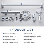 Thermostatic Shower Mixer with Adjustable Riser Kit Wall