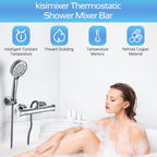 Thermostatic Shower Mixer with Adjustable Riser Kit Wall