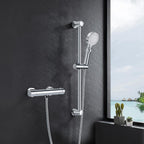 Thermostatic Shower Mixer with Adjustable Riser Kit Wall
