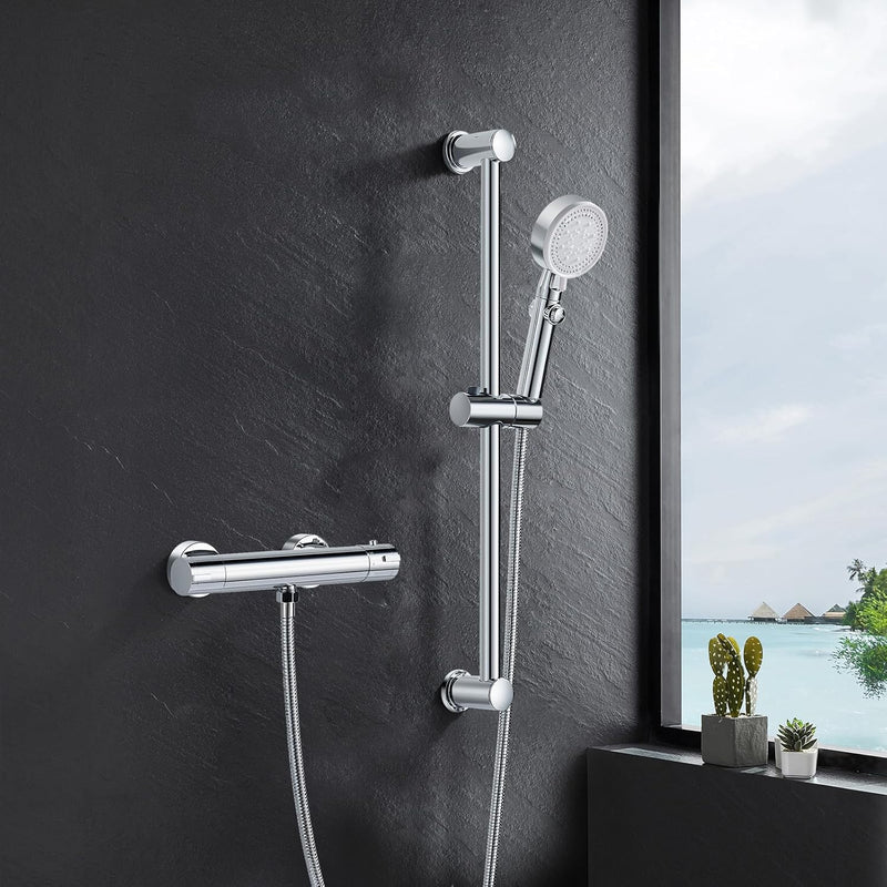 Thermostatic Shower Mixer Set Adjustable Riser Rail Kit