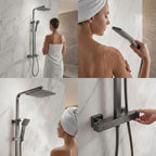 Thermostatic Shower System Mixer Set with Overhead Rain