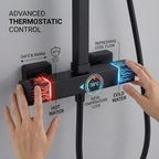 Thermostatic Shower System Mixer Set with Overhead Rain