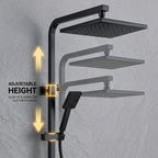 Thermostatic Shower System Mixer Set with Overhead Rain