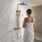 Thermostatic Shower System Mixer Set with Overhead Rain