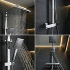 Thermostatic Shower System Mixer Set with Overhead Rain
