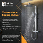 Thermostatic Shower System Mixer Set with Overhead Rain