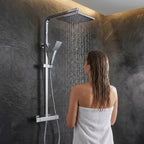 Thermostatic Shower System Mixer Set with Overhead Rain