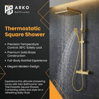 Thermostatic Shower System Mixer Set with Overhead Rain