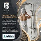 Thermostatic Shower System Mixer Set with Overhead Rain
