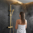 Thermostatic Shower System Mixer Set with Overhead Rain