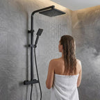 Thermostatic Shower System Mixer Set with Overhead Rain