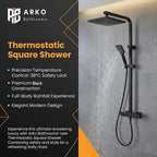 Thermostatic Shower System Mixer Set with Overhead Rain