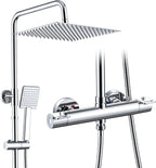 Thermostatic Shower System Stainless Steel 12" Square Rain