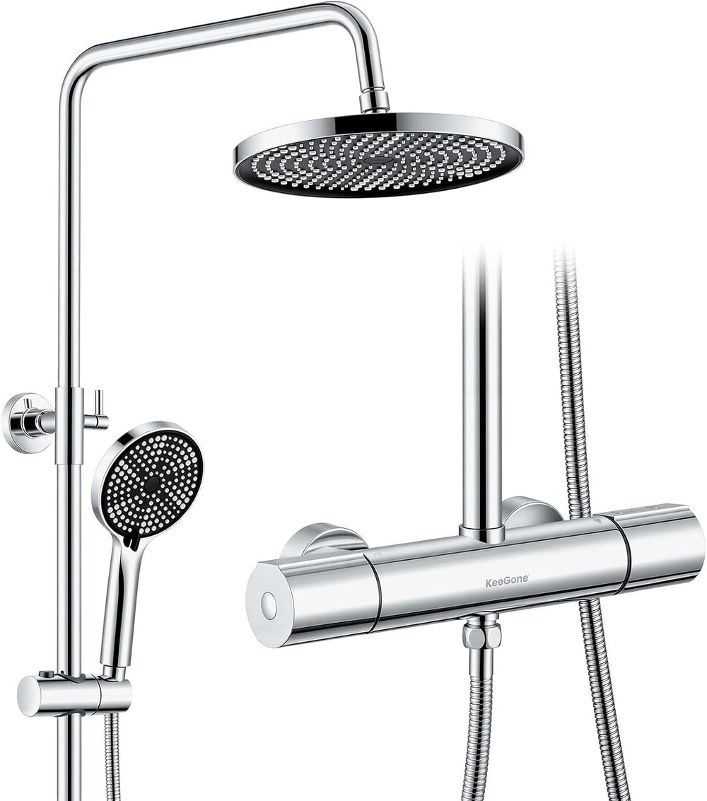 Thermostatic Shower System Stainless Steel 25CM Rain Hand
