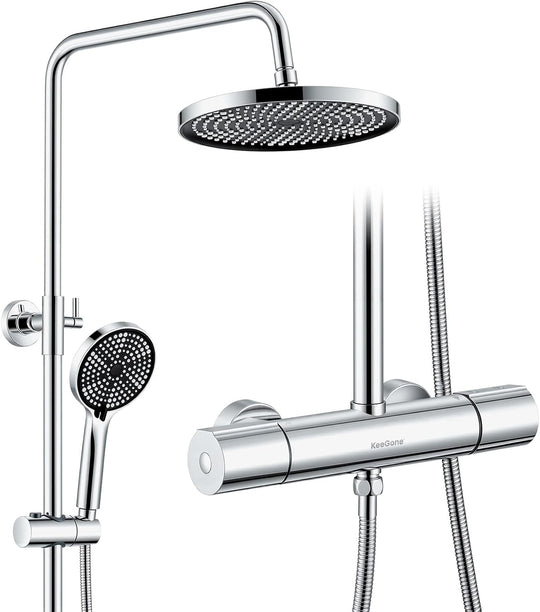 Thermostatic Shower System Stainless Steel 25CM Rain Hand